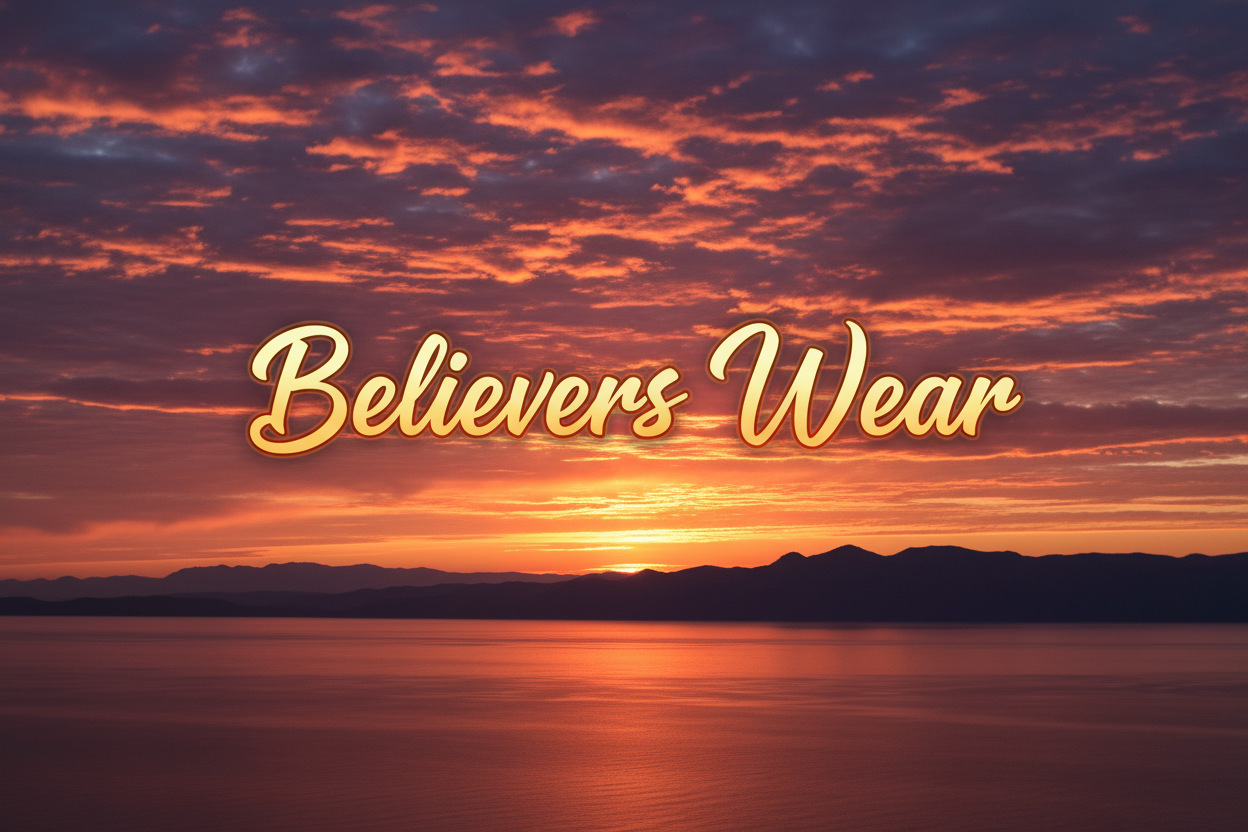 Beautiful Sunset With the Words "Believers Wear" in the middle